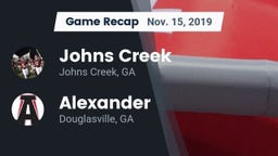 Recap: Johns Creek  vs. Alexander  2019