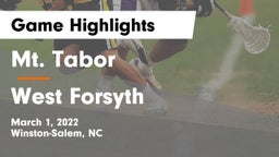 Mt. Tabor  vs West Forsyth  Game Highlights - March 1, 2022