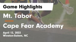 Mt. Tabor  vs Cape Fear Academy  Game Highlights - April 12, 2022