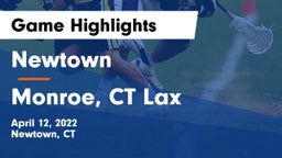 Newtown  vs Monroe, CT Lax Game Highlights - April 12, 2022