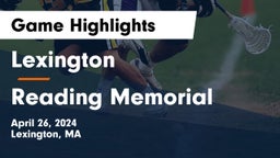 Lexington  vs Reading Memorial  Game Highlights - April 26, 2024