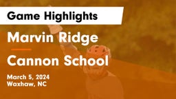 Marvin Ridge  vs Cannon School Game Highlights - March 5, 2024