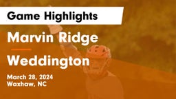 Marvin Ridge  vs Weddington  Game Highlights - March 28, 2024