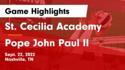 St. Cecilia Academy  vs Pope John Paul II  Game Highlights - Sept. 22, 2022