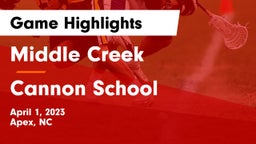 Middle Creek  vs Cannon School Game Highlights - April 1, 2023