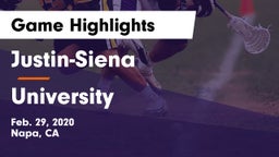 Justin-Siena  vs University Game Highlights - Feb. 29, 2020