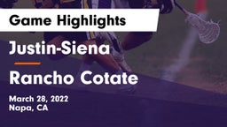 Justin-Siena  vs Rancho Cotate  Game Highlights - March 28, 2022