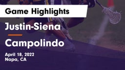Justin-Siena  vs Campolindo  Game Highlights - April 18, 2022