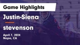 Justin-Siena  vs stevenson Game Highlights - April 7, 2024