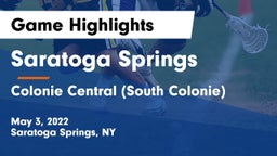 Saratoga Springs  vs Colonie Central  (South Colonie) Game Highlights - May 3, 2022
