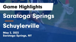 Saratoga Springs  vs Schuylerville  Game Highlights - May 2, 2023