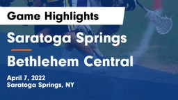 Saratoga Springs  vs Bethlehem Central  Game Highlights - April 7, 2022