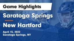 Saratoga Springs  vs New Hartford  Game Highlights - April 15, 2022