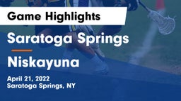 Saratoga Springs  vs Niskayuna  Game Highlights - April 21, 2022