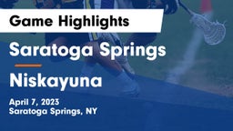 Saratoga Springs  vs Niskayuna  Game Highlights - April 7, 2023