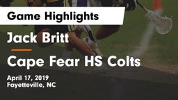 Jack Britt  vs Cape Fear HS Colts Game Highlights - April 17, 2019