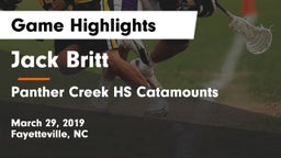 Jack Britt  vs Panther Creek HS Catamounts Game Highlights - March 29, 2019