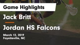 Jack Britt  vs Jordan HS Falcons Game Highlights - March 12, 2019