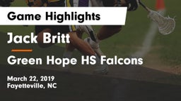 Jack Britt  vs Green Hope HS Falcons Game Highlights - March 22, 2019