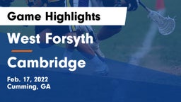 West Forsyth  vs Cambridge  Game Highlights - Feb. 17, 2022