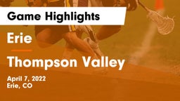 Erie  vs Thompson Valley  Game Highlights - April 7, 2022