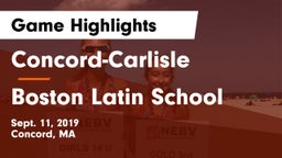 Concord-Carlisle  vs Boston Latin School Game Highlights - Sept. 11, 2019