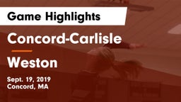Concord-Carlisle  vs Weston Game Highlights - Sept. 19, 2019