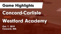 Concord-Carlisle  vs Westford Academy  Game Highlights - Oct. 7, 2019
