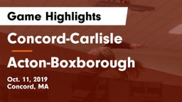 Concord-Carlisle  vs Acton-Boxborough  Game Highlights - Oct. 11, 2019