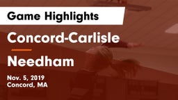 Concord-Carlisle  vs Needham  Game Highlights - Nov. 5, 2019