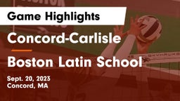 Concord-Carlisle  vs Boston Latin School Game Highlights - Sept. 20, 2023