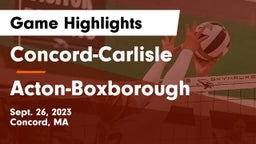 Concord-Carlisle  vs Acton-Boxborough  Game Highlights - Sept. 26, 2023