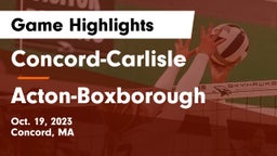 Concord-Carlisle  vs Acton-Boxborough  Game Highlights - Oct. 19, 2023