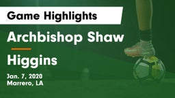 Archbishop Shaw  vs Higgins  Game Highlights - Jan. 7, 2020