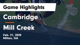 Cambridge  vs Mill Creek Game Highlights - Feb. 21, 2020