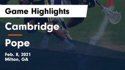 Cambridge  vs Pope  Game Highlights - Feb. 8, 2021