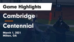Cambridge  vs Centennial  Game Highlights - March 1, 2021