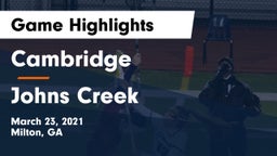 Cambridge  vs Johns Creek  Game Highlights - March 23, 2021