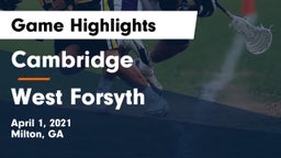 Cambridge  vs West Forsyth  Game Highlights - April 1, 2021