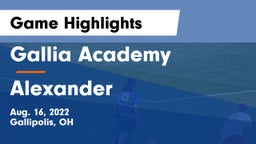 Gallia Academy vs Alexander  Game Highlights - Aug. 16, 2022
