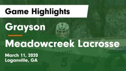 Grayson  vs Meadowcreek Lacrosse Game Highlights - March 11, 2020
