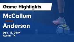 McCallum  vs Anderson  Game Highlights - Dec. 19, 2019