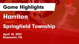 Harriton  vs Springfield Township  Game Highlights - April 18, 2022