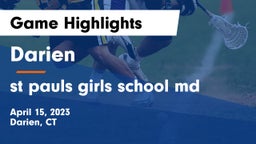 Darien  vs st pauls girls school md Game Highlights - April 15, 2023