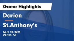Darien  vs St.Anthony's Game Highlights - April 18, 2024