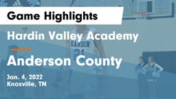 Hardin Valley Academy vs Anderson County  Game Highlights - Jan. 4, 2022