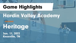 Hardin Valley Academy vs Heritage  Game Highlights - Jan. 11, 2022