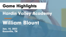 Hardin Valley Academy vs William Blount  Game Highlights - Jan. 14, 2022