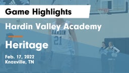 Hardin Valley Academy vs Heritage  Game Highlights - Feb. 17, 2022