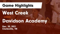West Creek  vs Davidson Academy  Game Highlights - Dec. 20, 2021
